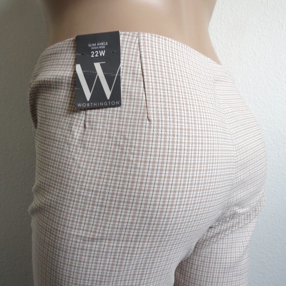 WORTHINGTON Women's Slim Ankle Plaid Business Casual Pants Plus Size 22W NWT - Picture 1 of 3